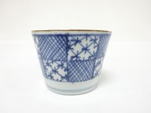 古伊万里　染付　市松　蕎麦猪口